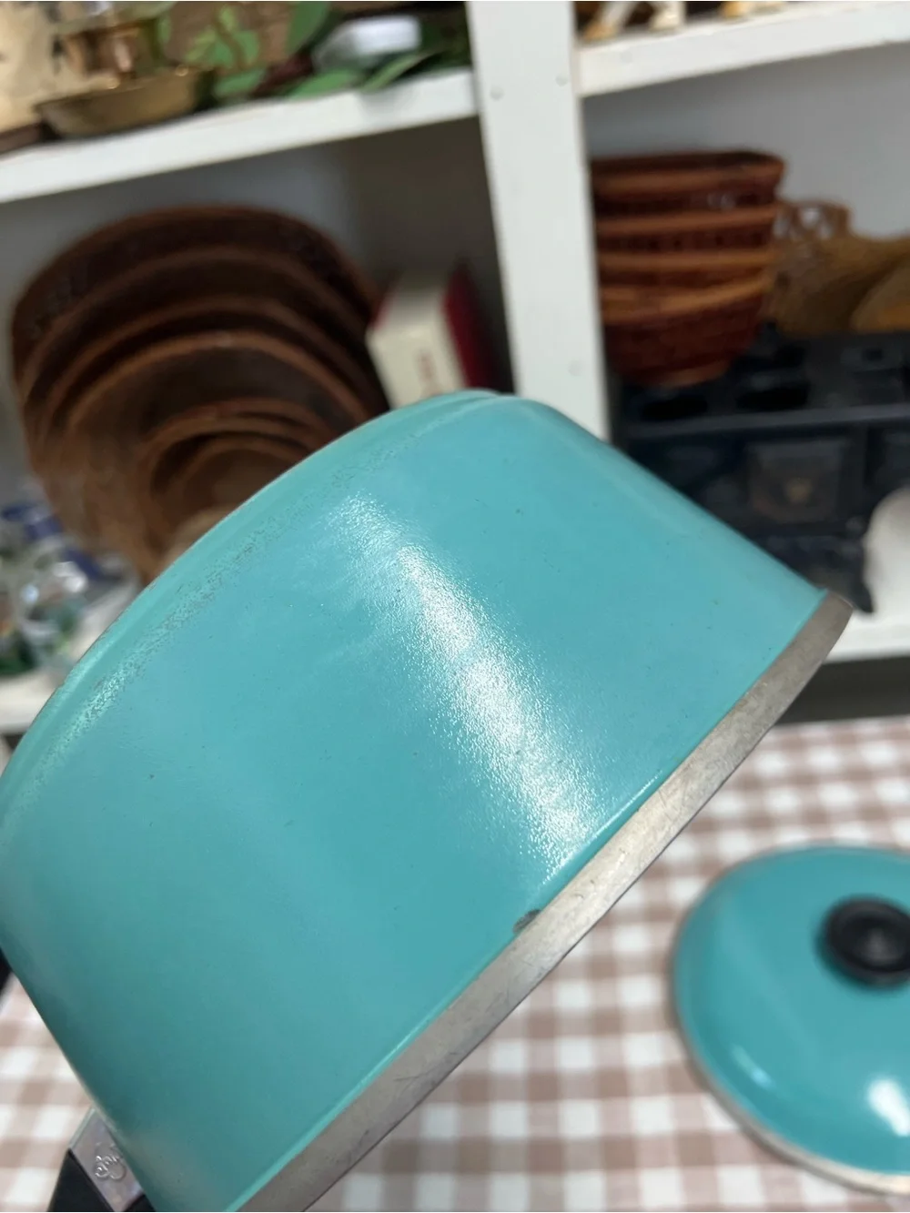 Vintage club cookware turquoise pan and lid Retro